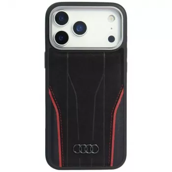Audi R8 äkta läder MagSafe-skal för iPhone 15 Pro Max svart/röd