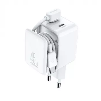 Joyroom JR-TCL05 45W GaN-nätadapter med kabelorganizer – vit