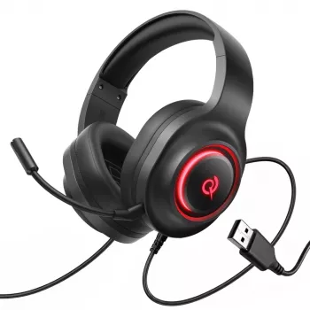 QCY V200 Pro kabelbundet gaming-headset med virtuellt 7.1-surroundljud och avtagbar mikrofon – svart