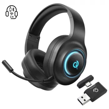 QCY Heroad V200 tri-mode gaming-headset med 7.1-surroundljud, 240h batteri, avtagbar mikrofon – svart