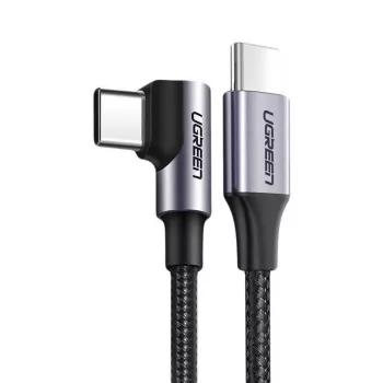 Ugreen vinklad USB-C till USB-C-kabel Power Delivery 60W 20V 3A 2m svart-grå (US255 50125)