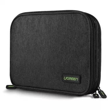 UGREEN elektronisk organizer-väska för hårddisk HDD SSD telefon kabel tillbehör 24,5 x 17,5 x 5 cm grå (50147 LP149)