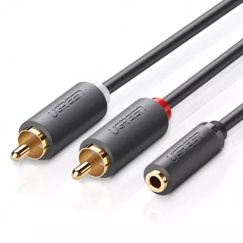 UGREEN AV102 audiokabel 2x RCA (Cinch) till 3,5 mm jack 0,25 m svart