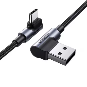 UGREEN USB-C till USB-A 2.0 vinkelkabel US176, 3A, 3 m svart