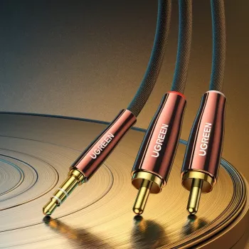 UGREEN 2x RCA (Cinch) till 3,5 mm ljudkabel, 2 m, svart