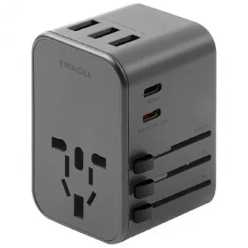 ENERGEA Travelworld 35,5W 3A2C USB-laddare med US/EU/UK/AU-kontakter, gunmetal