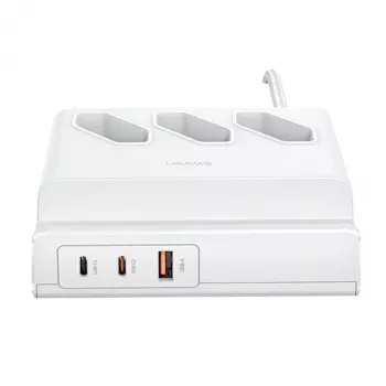 USAMS 65W Super SiFast Charging USB-förlängningsuttag EU vit CC160TC01 (US-CC160)