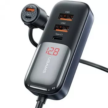 USAMS C40 billaddare 3xUSB+2xUSB-C 165W PD+QC snabbladdning svart CC213CC01 (US-CC213)