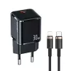 USAMS T45 30W PD3.0 USB-C snabbladdare med U63 USB-C till Lightning-kabel, svart, UXTZH01