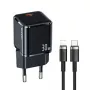 USAMS T45 30W PD3.0 USB-C snabbladdare med U63 USB-C till Lightning-kabel, svart, UXTZH01