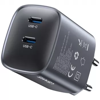 USAMS CC305 T66 45W GaN-nätladdare med 2x USB-C, tarnish