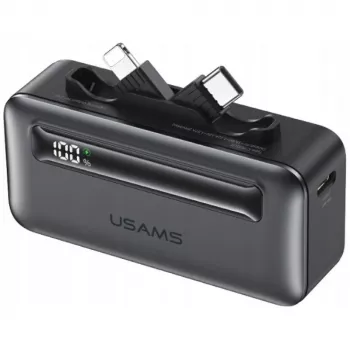 Powerbank USAMS XB-Series CD233 5000mAh PD 20W med USB-C / Lightning-kabel silver