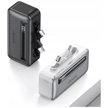 Powerbank USAMS XB-Series CD233 5000mAh PD 20W med USB-C / Lightning-kabel silver