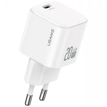 USAMS 20W USB-C PD väggladdare med Lightning-kabel (1m) - vit