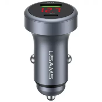 USAMS CC327 Aluminum 45W USB-A USB-C billaddare - tarnish