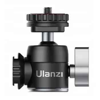 ULANZI U-60 Mini-kulled med två kalla skohållare, 1/4 inch gänga, aluminiumlegering, 1,5 kg belastning, svart