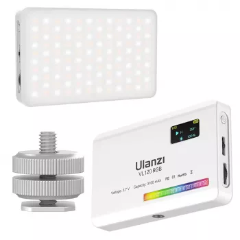 Ulanzi VL120 RGB LED-videolampa - vit, 2500K-9000K, 8W, USB-C