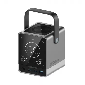 CUKTECH 300W 40000 mAh Powerbank med trådlös laddning 2x USB-C + 2x USB-A svart