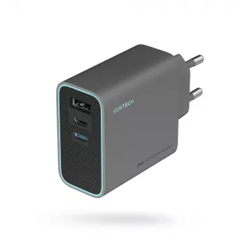 CUKTECH CUKAD653EUGR 65W GaN 3-portars USB-C & USB-A väggladdare – grå