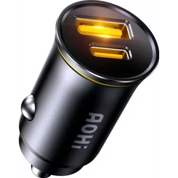 AOHi Superauto PD 65W GaN-väggladdare 1x USB-C 1x USB-A svart