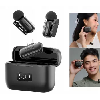 ULANZI A200 Mini Mic trådlöst lavaliermikrofon-set – 2 sändare, USB-C, 100 m räckvidd, svart