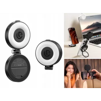 ULANZI LM23 LED-videolampa med spegel och MagSafe-fäste, 6W bi-color 2500K-9000K, 2000mAh batteri, USB-C, svart