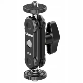 ULANZI R102 Magic Arm 9 cm dubbelt 1/4 inch-gänga miniledarm för kamerarig vloggning