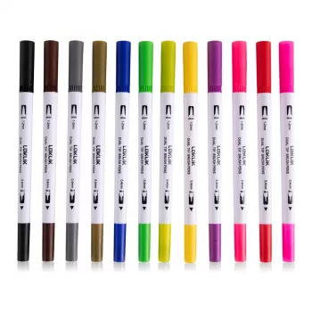 LOKLiK Dual Tip Brush Pens – 12 färger