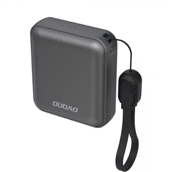 Dudao K22+ ultrakompakt powerbank 10000mAh 22.5W USB-C med lanyard/kabel – grå