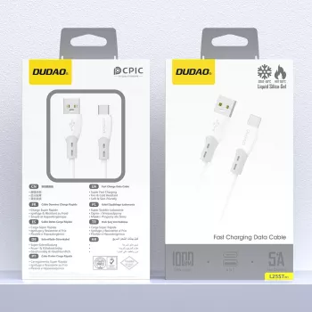 Dudao L25ST USB-A till USB-C-kabel 1 m vit