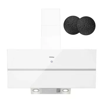 ISEASY TV1390D4-CC-I2 vägghuv 90 cm 750m³/h rostfritt stål svartglas