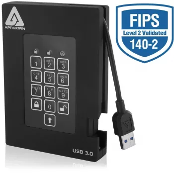 Apricorn Aegis Padlock Fortress A25-3PL256-2000F - krypterad hårddisk - 2 TB - extern (bärbar)