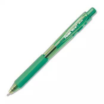 Pentel WOW! indragbar kulspetspenna - grönt bläck - 1,0 mm medium spets - genomskinlig pipa med gröna accenter