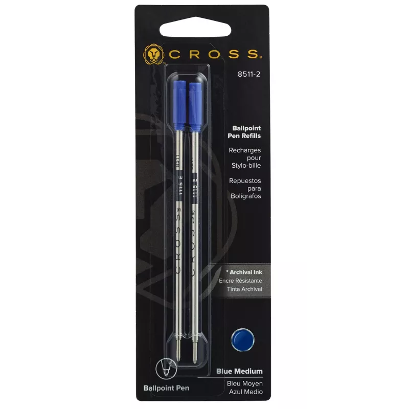 Cross kulspetspennpatroner medium blå 2-pack