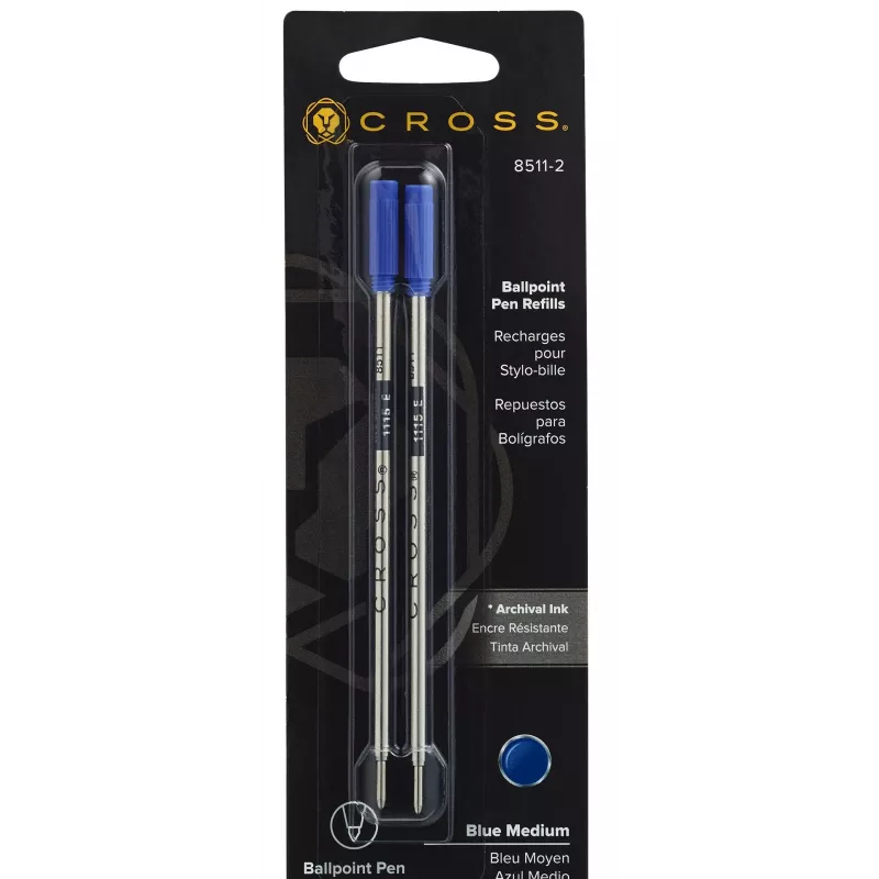 Cross kulspetspennpatroner medium blå 2-pack