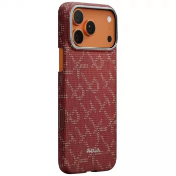 PITAKA Ultra-Slim Monogram MagSafe-skal för Apple iPhone 17 Pro, Gold Red