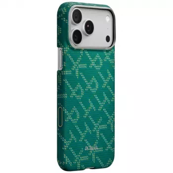 PITAKA Ultra-Slim Monogram MagSafe-skal för iPhone 17 Pro, Gold Green