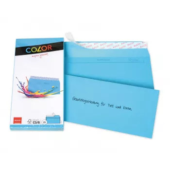 ELCO Color Kuvert C5/6 (114 x 229 mm), utan fönster, självhäftande, 100 g/m², blå, 25 st (74617.32)