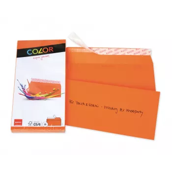 ELCO Color Kuvert C5/6 (114 x 229 mm), utan fönster, självhäftande, 100 g/m², Orange, 25 st (74617.82)