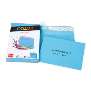ELCO Color Kuvert C6 (114 x 162 mm), utan fönster, självhäftande, 100 g/m², blå, 25 st (74634.32)