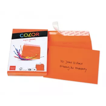 ELCO Color Kuvert C6 (114 x 162 mm), utan fönster, självhäftande, 100 g/m², Orange, 25 st (74634.82)