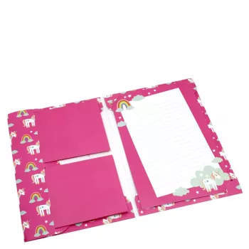 Artoz Papier 334001-03 brevpapper med kuvert, Unicorn rosa (ca DIN A5), 80 g/m², 1 förpackning