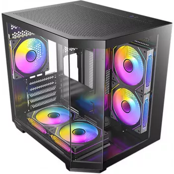 Antec CX M2 ARGB B Micro-ATX-tornchassi, svart, härdat glas, 5x120 mm ARGB-fläktar