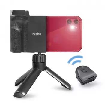 SBS Wireless Reflex Set BT Smartphone Vloggningskit med ministativ, Bluetooth-fjärrutlösare och LED-ringljus, svart