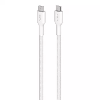 PURO Fabric Heavy Duty flätad USB-C till USB-C-kabel 1,2 m vit