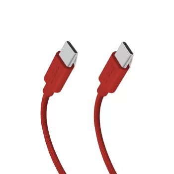 SBS TECABLETISSUETCCR USB-C till USB-C-kabel 1,5 m 60 W flätad röd