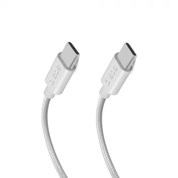 SBS TECABLE TISSUE TCC2G USB-C till USB-C-kabel 2 m 60W Power Delivery – grå
