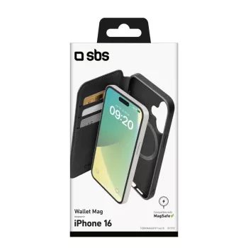 SBS Wallet Case MagSafe-kompatibelt för iPhone 16 svart