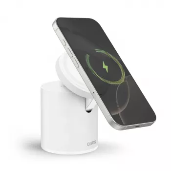 SBS 2-i-1 trådlös magnetisk laddningsstation – vit