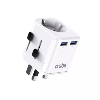 SBS universell reseadapter EU 2xUSB-A vit